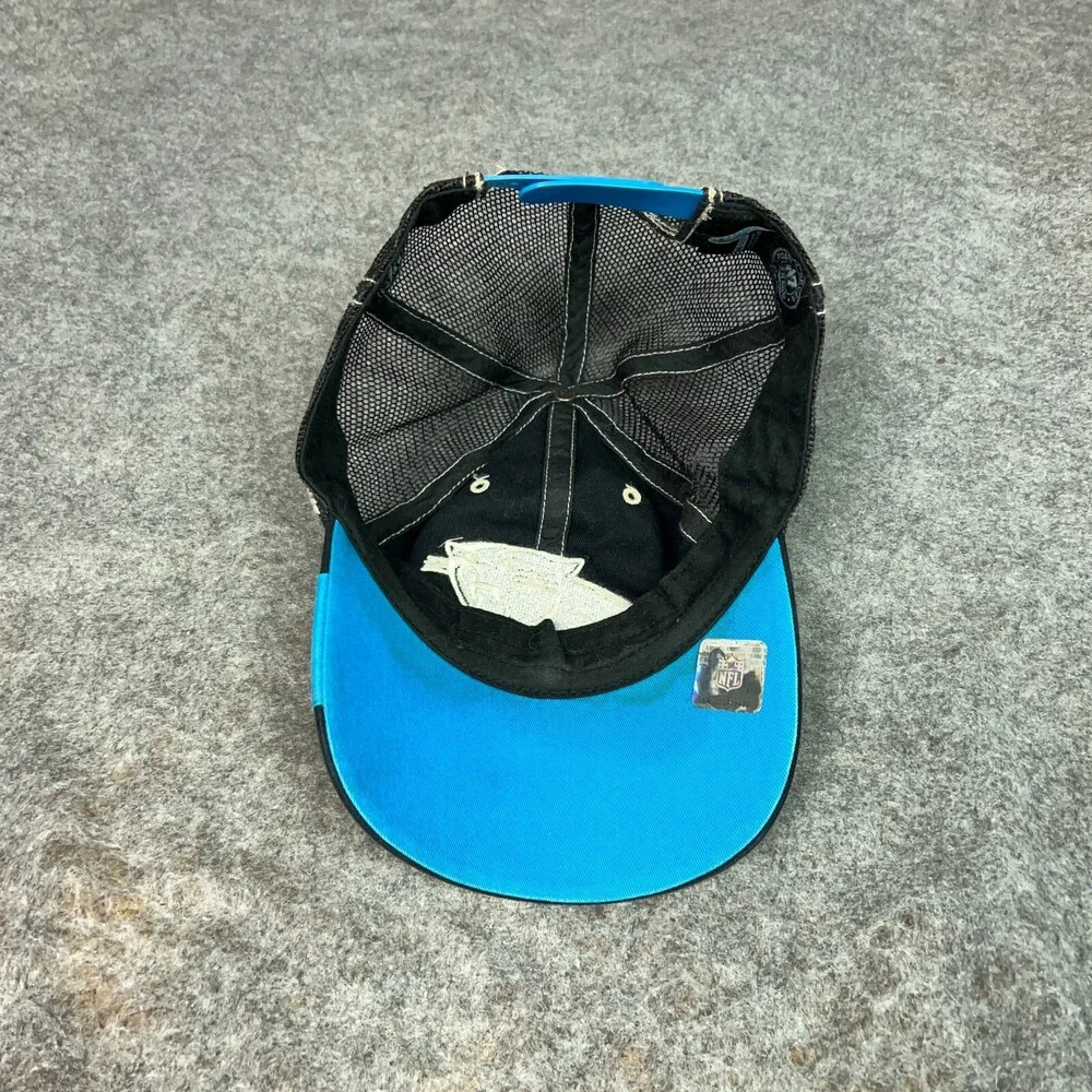 Carolina Panthers Mens Hat Cap Snapback Black Blue Trucker Mesh‎ Retro Football